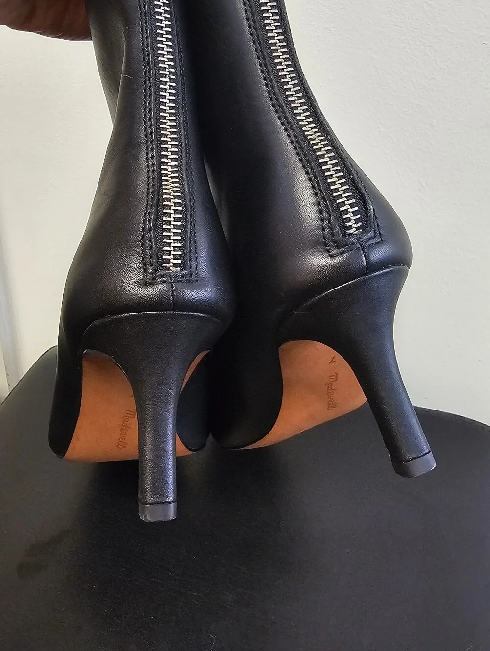 New Madewell The Dimes Stiletto-Heel Ankle Boot Black Size 7